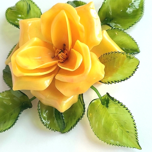 Joseph Markovits Other - MCM Lucite Acrylic Yellow Rose Retro Mod Flower Power Sculpture Home Decor Vtg